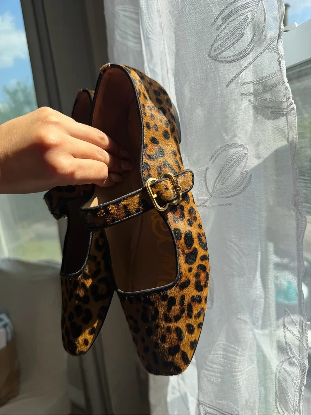 Sam Edelman Leopard Print Mary Jane Flats - Brown/Black